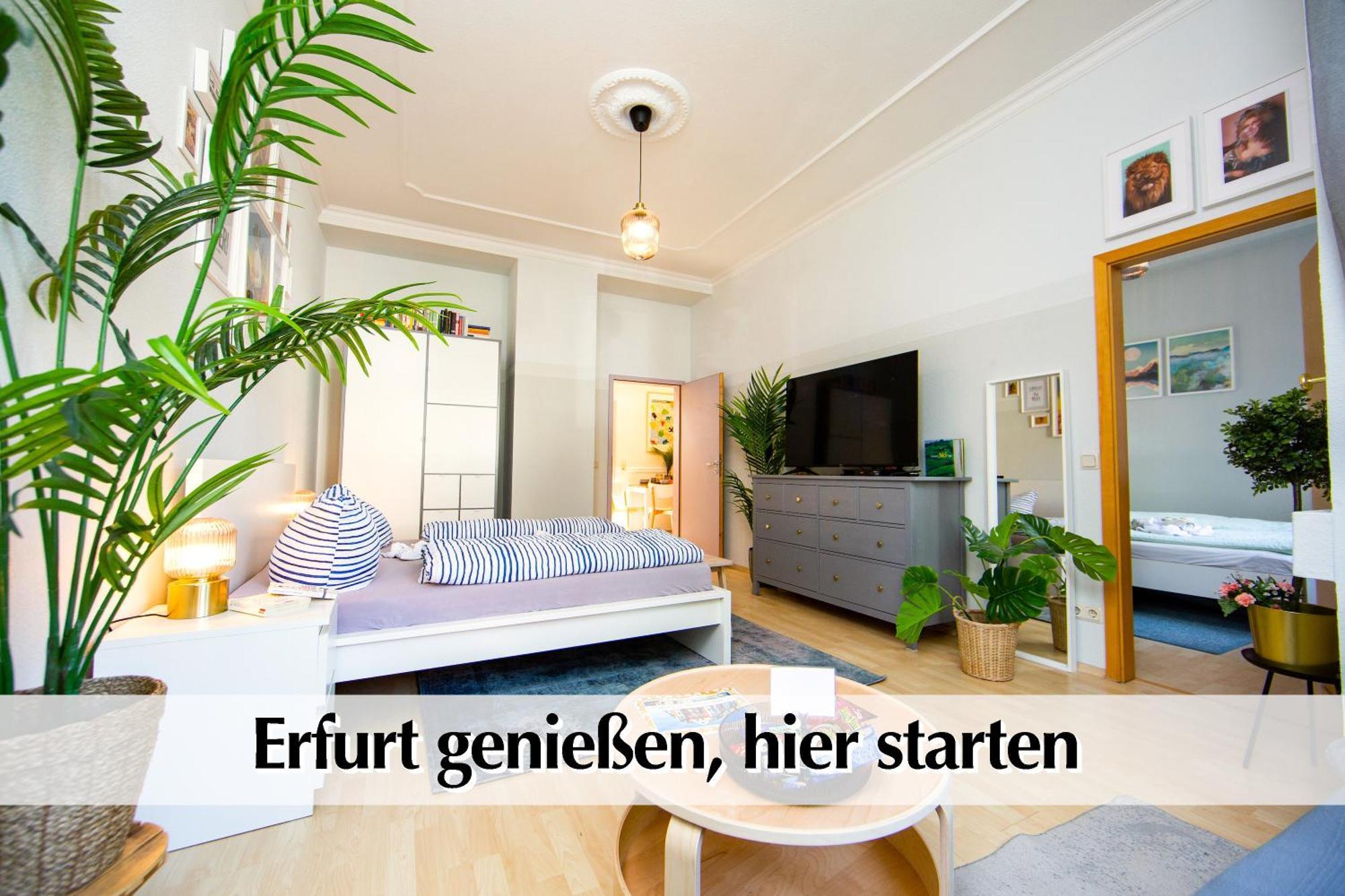 12 Fewos Im Jugendstilhaus Mit Aufzug, Terrasse, Kingsize-Bett, Smart-Tv, Etc إرفورت الغرفة الصورة